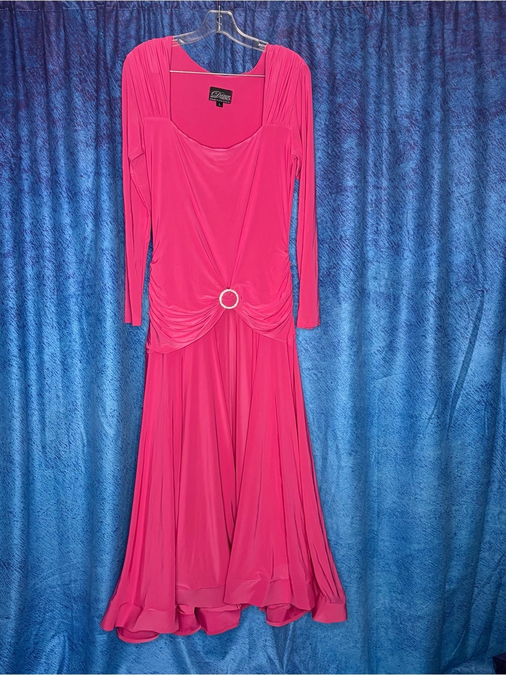 Elegant Fuchsia Long Sleeve Dress with Ring Detail by